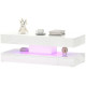 Coffee Table with Adjustable LED Lights, Modern Living Room Table with 2 Drawers, Open Shelf, Remote, High Gloss White