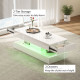 Coffee Table with Adjustable LED Lights, Modern Living Room Table with 2 Drawers, Open Shelf, Remote, High Gloss White