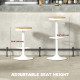 Wood Barstools Set of 2, Swivel Bar Stools with Adjustable Height for Kitchen Counter, Natural Wood and White