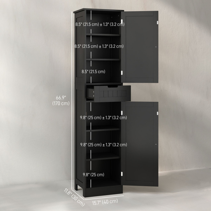 Freestanding Bathroom Cabinet with Drawer and 2 Doors, Tall Bathroom Cupboard for Kitchen, Study, Living Room