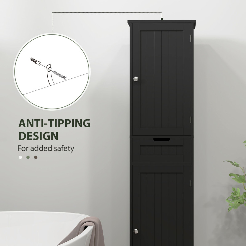 Freestanding Bathroom Cabinet with Drawer and 2 Doors, Tall Bathroom Cupboard for Kitchen, Study, Living Room
