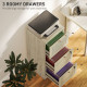 3 Drawer Filing Cabinet with Lock, Boho File Cabinet for A4 Letter Size Files with Decorative Rattan Accents, Oak