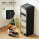 4 Drawer Filing Cabinet with Lock, Boho File Cabinet for A4 Letter Size Files with Decorative Rattan Accents, Black