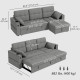 Convertible Sectional Sofa Bed, Pull Out Sleeper Sofa Couch with USB‑A+C, Chaise Storage, L-Shaped Futon Couch, Grey