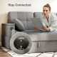 Convertible Sectional Sofa Bed, Pull Out Sleeper Sofa Couch with USB‑A+C, Chaise Storage, L-Shaped Futon Couch, Grey