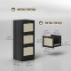 3 Drawer Filing Cabinet with Lock, Boho File Cabinet for A4 Letter Size Files with Decorative Rattan Accents, Black