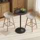 Round Table for 2, 40.2 Inch Bar Height Pub Table with Steel Frame, Non-Slip Base for Living Room, Kitchen, Black