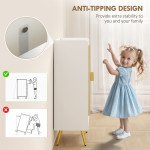 Entryway Shoe Storage Cabinet, Narrow Shoe Cabinet with Adjustable Shelves and Open Shelf for 15 Pairs of Shoes, Natural