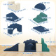 Qaba 7-Piece Baby Soft Play Set, Indoor Soft Play Gym Activity Play Set for Crawling, Sliding and Playing, Navy Blue