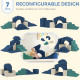 Qaba 7-Piece Baby Soft Play Set, Indoor Soft Play Gym Activity Play Set for Crawling, Sliding and Playing, Navy Blue