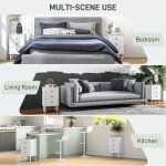 Set of Two Three-Drawer Modern Bedside Tables for Bedroom, White