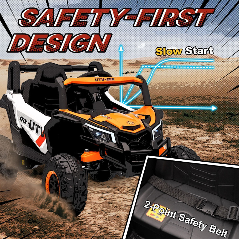 Qaba 12V Kids Ride On Car with Remote Control, Battery Powered Electric UTV with Spring Suspension for Aged 3-5 Years, Orange