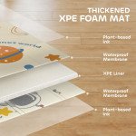 Qaba Double Sided Baby Play Mat, Reversible & Waterproof Foldable Crawling Mat, Astronaut & Planet Theme