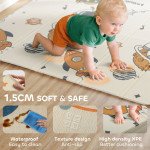 Qaba Double Sided Baby Play Mat, Reversible & Waterproof Foldable Crawling Mat, Astronaut & Planet Theme
