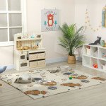 Qaba Double Sided Baby Play Mat, Reversible & Waterproof Foldable Crawling Mat, Astronaut & Planet Theme