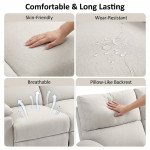 2 Seater Reclining Sofa, Loveseat Recliner Sofa with Footrest and Split Backrest, for Home Theater, Living Room, Cream White