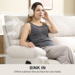 2 Seater Reclining Sofa, Loveseat Recliner Sofa with Footrest and Split Backrest, for Home Theater, Living Room, Cream White