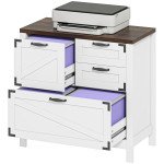 Lateral Filing Cabinet, Farmhouse File Cabinet with 4 Drawers, Fit Letter/A4/Legal Hanging Files, White