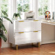 Lateral File Cabinet with 2 Drawers, Modern Filing Cabinet for Letter/A4/Legal Size Files, High Gloss White