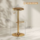 Steel Bar Stools Set of 2, Adjustable Counter Height Round Breakfast Barstools, Industrial Swivel Bar Chairs, Gold