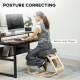 Ergonomic Kneeling Chair, Wood Kneel Stool with Thick Pads, Desk Knee Chair, Improve Posture, Dark Grey