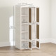 Portable Wardrobe, Foldable Plastic Closet with 6 Compartments, Hanging Rod and Magnetic Doors, White