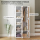 Portable Wardrobe, Foldable Plastic Closet with 6 Compartments, Hanging Rod and Magnetic Doors, White