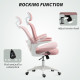 Office Chair, Mesh Computer Desk Chair with Adjustable Headrest, 4D Lumbar Support, Flip-up Arm, Pink
