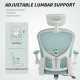 Office Chair, Mesh Computer Desk Chair with Adjustable Headrest, 4D Lumbar Support, Flip-up Arm, Light Green