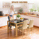 3-Piece Rectangular Glass Kitchen Table and Chairs with Metal Frame and Faux Leather Upholstery for Dining Room