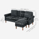 L Shape Sofa, Modern Sectional Couch with Changeable Chaise Lounge, Wooden Legs, Corner Sofa for Living Room, Black