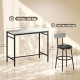 5-Piece Bar Table Set, Industrial Bar Table and Stools for 4 with Footrest and Steel Frame for Kitchen, Cement Grey