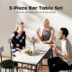 5-Piece Bar Table Set, Industrial Bar Table and Stools for 4 with Footrest and Steel Frame for Kitchen, Cement Grey