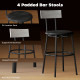 5-Piece Bar Table Set, Industrial Bar Table and Stools for 4 with Footrest and Steel Frame for Kitchen, Cement Grey