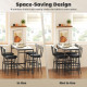 5-Piece Bar Table Set, Industrial Bar Table and Stools for 4 with Footrest and Steel Frame for Kitchen, Cement Grey