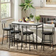 5-Piece Bar Table Set, Industrial Bar Table and Stools for 4 with Footrest and Steel Frame for Kitchen, Cement Grey