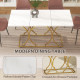 59-Inch Dining Table for 6, Modern Marble-Pattern Kitchen Dinner Table with Metal Pedestal for Home, Dining Room, White