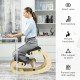 Ergonomic Kneeling Chair, Adjustable Rocking Wood Kneeling Stool, Desk Chair, Improve Posture, Black