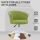 Armless Office Chair, Fluffy Computer Desk Chair with Adjustable Height, Swivel Wheels, Mid Back, Light Green