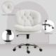 Computer Desk Chair, Armless Office Chair with Wide Padded Seat and Adjustable Height, Cream White