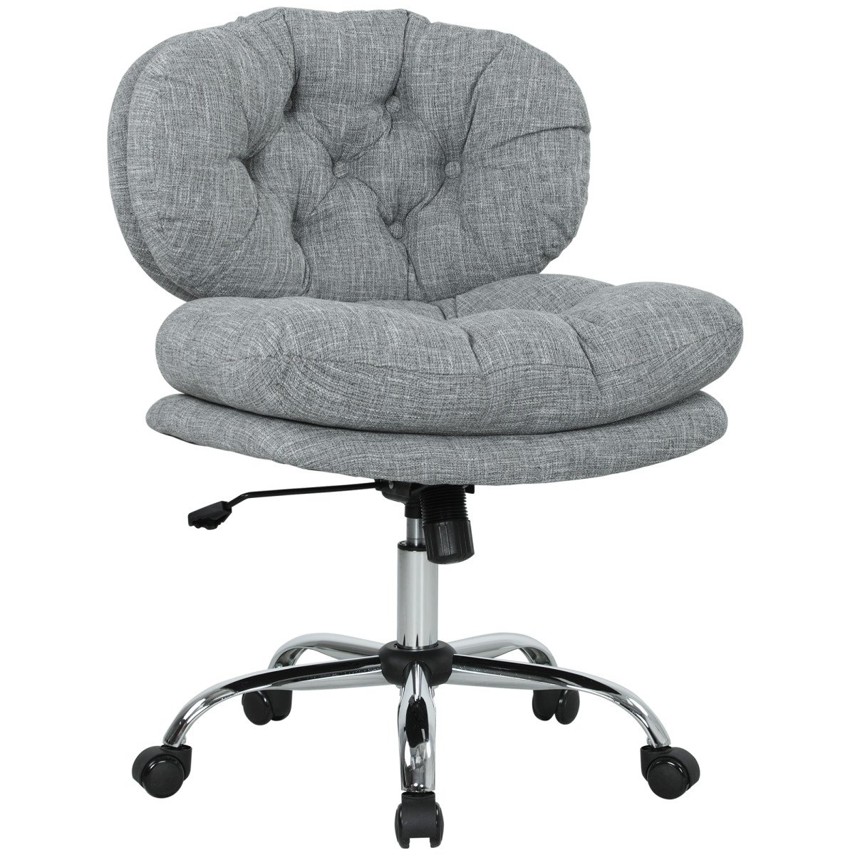 Computer Desk Chair, Armless Office Chair with Wide Padded Seat and Adjustable Height, Tilt Function, Grey