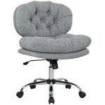Computer Desk Chair, Armless Office Chair with Wide Padded Seat and Adjustable Height, Tilt Function, Grey