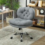 Computer Desk Chair, Armless Office Chair with Wide Padded Seat and Adjustable Height, Tilt Function, Grey