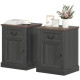 Side Table Set of 2, End Tables with Drawer and Cabinet, Nightstands for Small Spaces, Living Room, Black