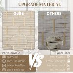 6 Ft Tall Folding Room Divider, 3 Panel Portable Privacy Screen, Hand-Woven Partition Wall Divider, Light Oak