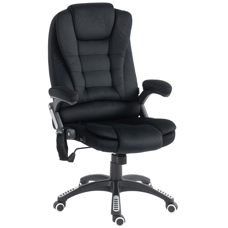 6 Point Vibrating Massage Office Chair, High Back Executive Chair with Reclining Back, Swivel Wheels, Black