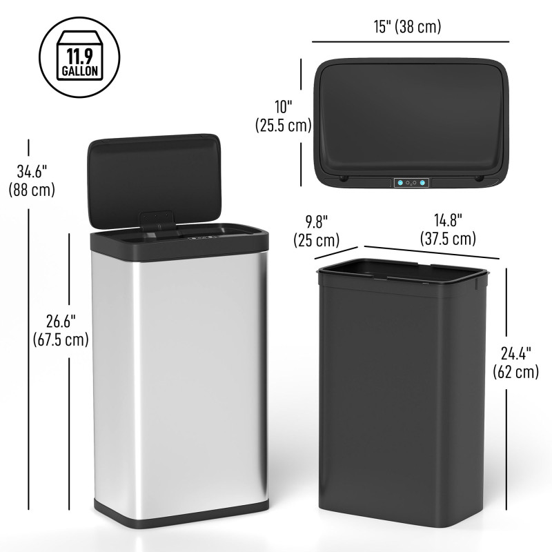 12 Gallon Sensor Trash Can Soft Close