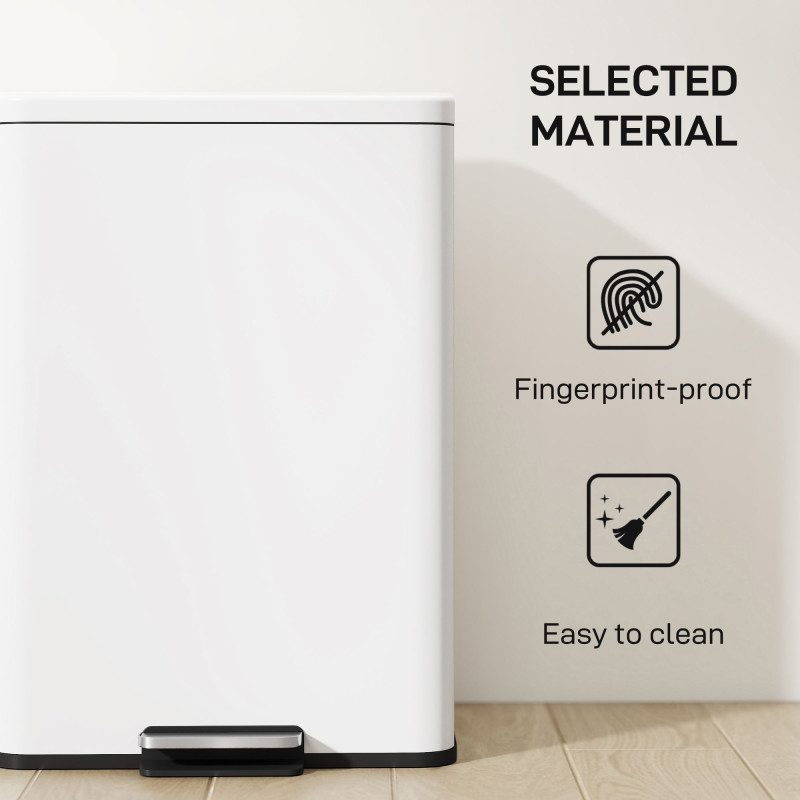5.3 Gallon/20 L Garbage Bin with Soft Close Lid, Trash Can with Removable Inner Bucket for Kitchen, Office, Cream White
