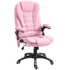 6 Point Vibrating Massage Home Office Chair High Back Executive Chair with Reclining Back, Swivel Wheels, Pink