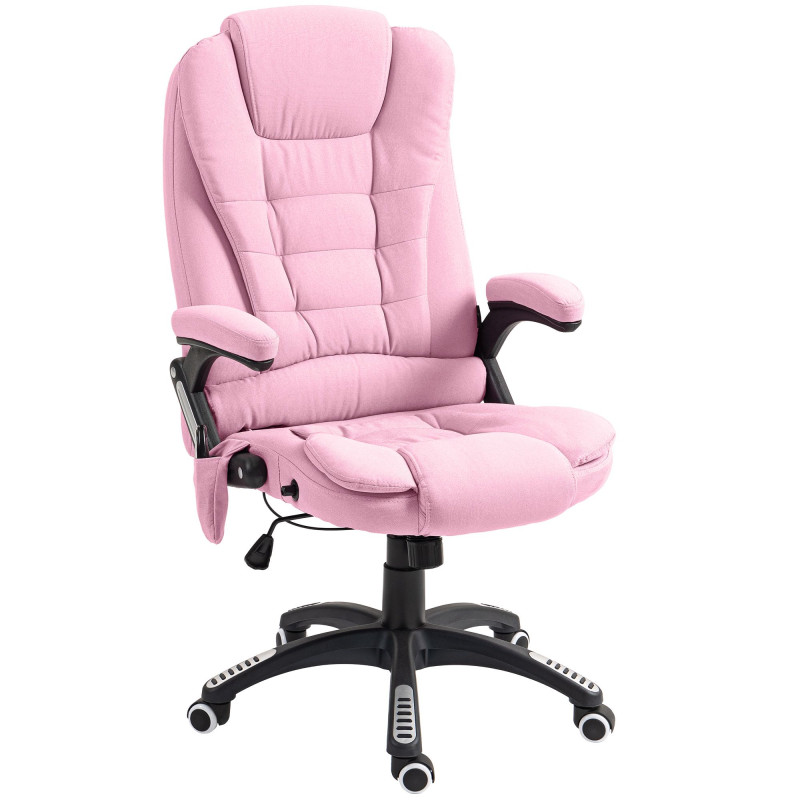6 Point Vibrating Massage Home Office Chair High Back Executive Chair with Reclining Back, Swivel Wheels, Pink